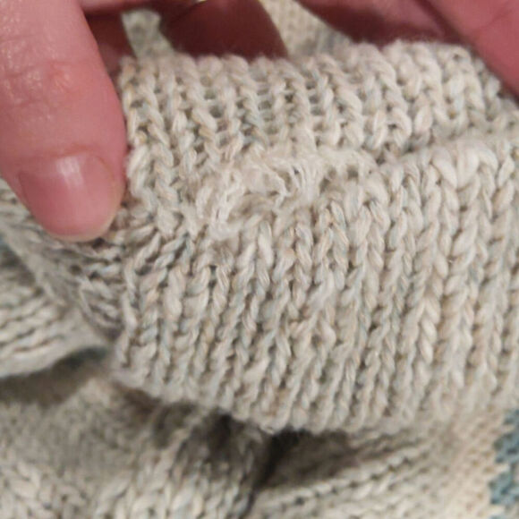 VTG Claiborne Cotton Cream Blue Argyle Knit Mens Sweater Grandpacore Large - Picture 9 of 9